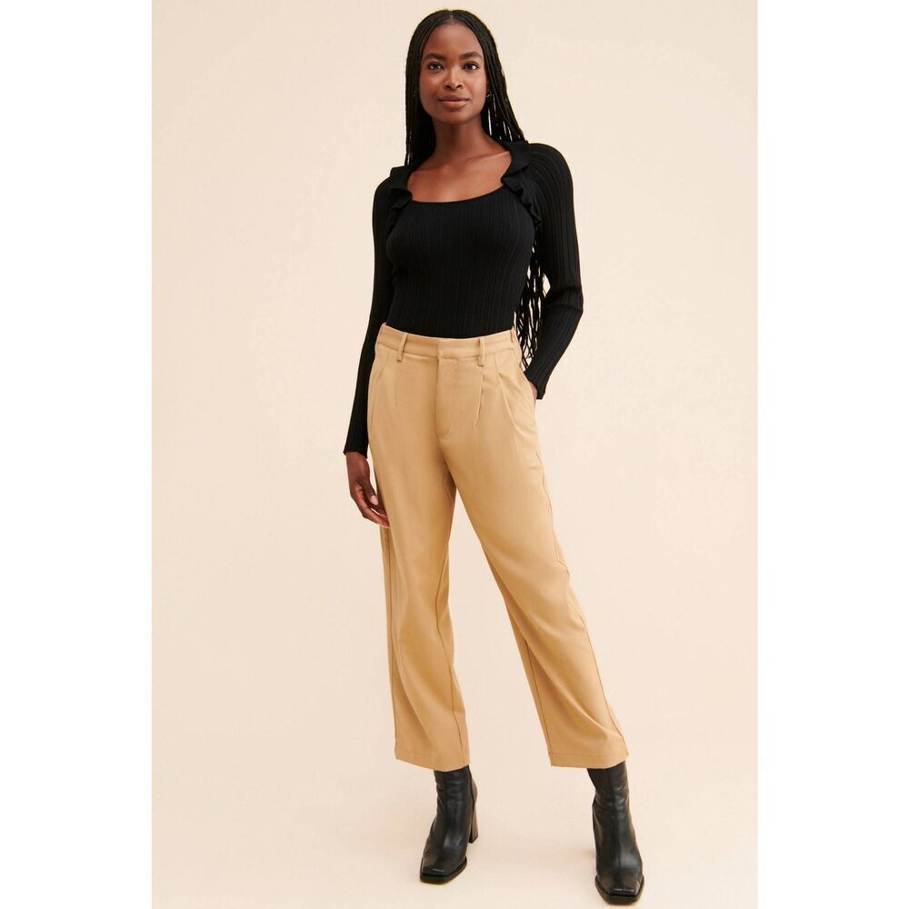 Maeve Anthropologie Millie Ruffle Ribbed Black Crop Sweater Small Coquette Twee